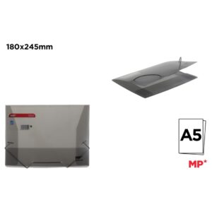 CARPETA CON SOLAPA Y GOMA A5 TRANS GRIS