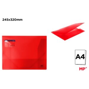 CARPETA CON SOLAPA Y GOMA A4 TRANS ROJO