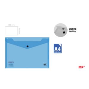 CARPETA SOBRE CON BOTON A4 TRANS AZUL