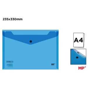 CARPETA SOBRE CON BOTON A4 TRANS AZUL JADE